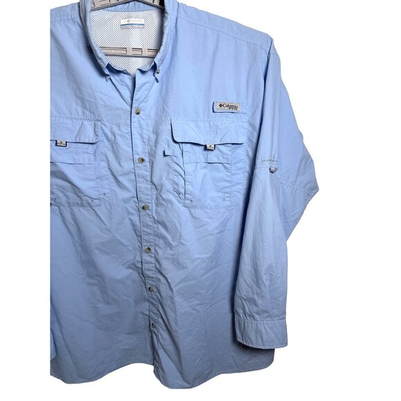 Columbia PFG Mens Size 2XL Light Blue Long Sleeve Button Down Omni Shade Fishing - Picture 3 of 10
